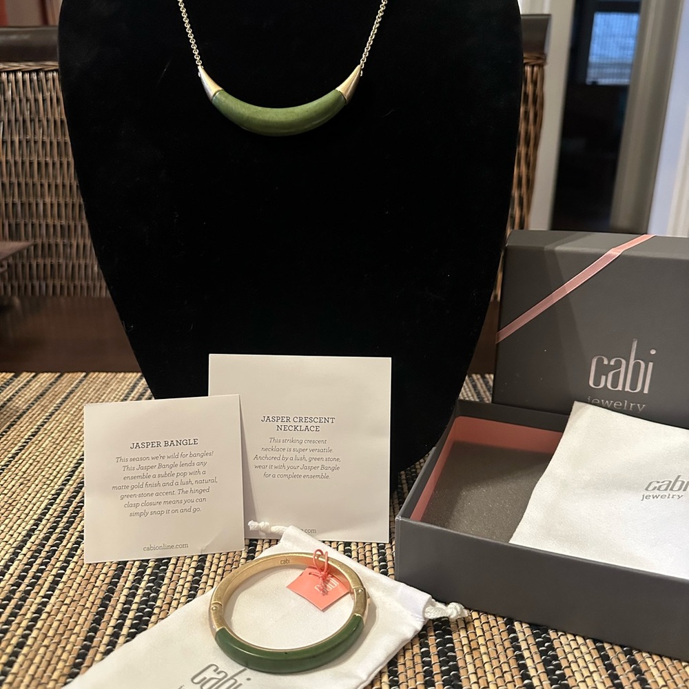 CAbi Green Jasper Necklace and bracelet set NWT
